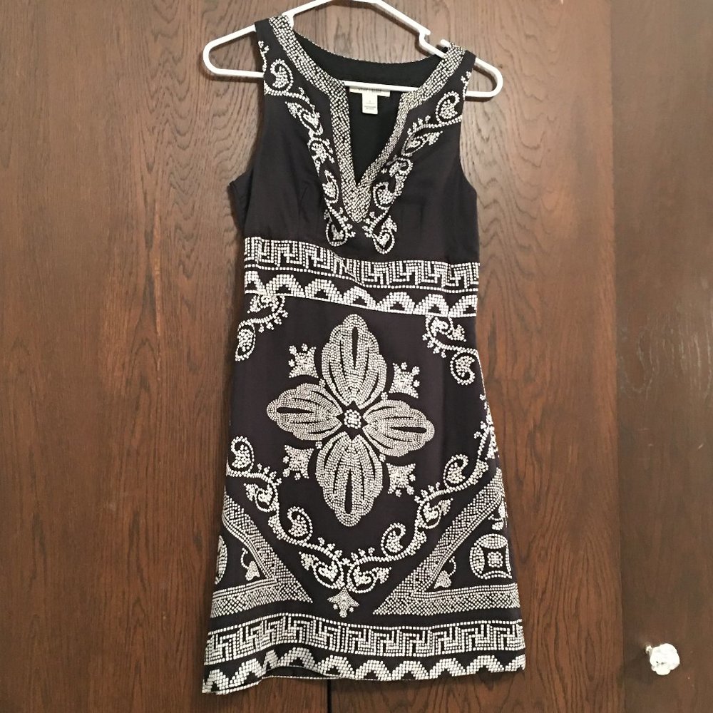 White House Black Market Satin Sheath Print Dress